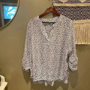 CAROLINA BELLE MONTREAL BLACK POLKA DOT COW PRINT BLOUSE SIZE 1X